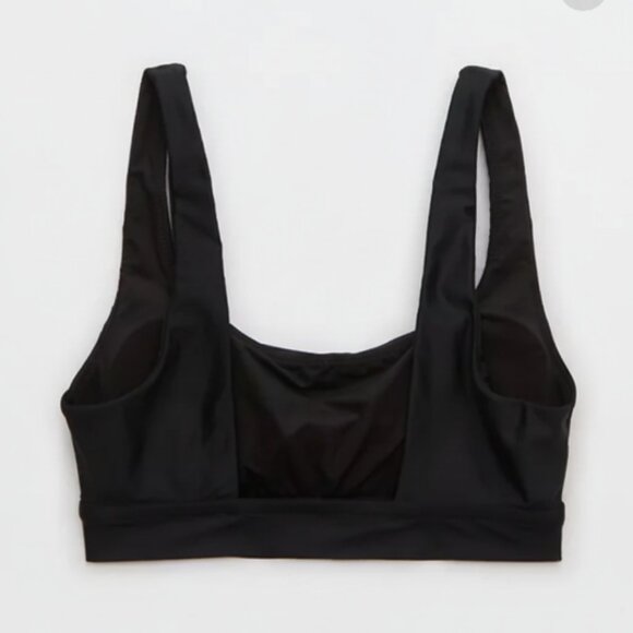 Aerie Women's Size XL Black Wide Strap Longline Scoop Bikini Top - Picture 3 of 9